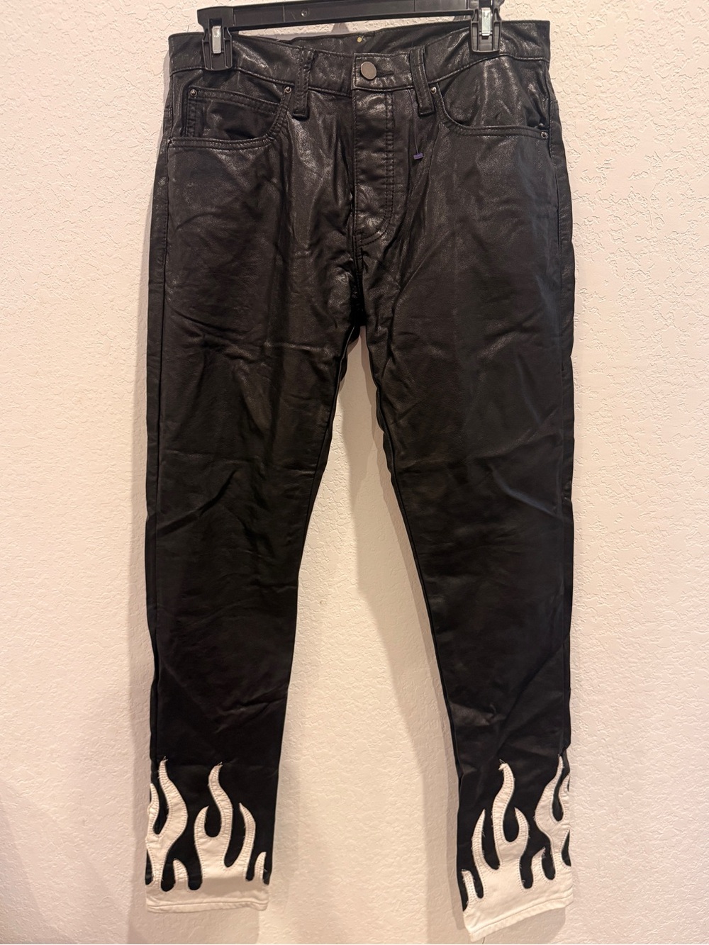 MNML Black Skinny Jeans with White Flame Hem